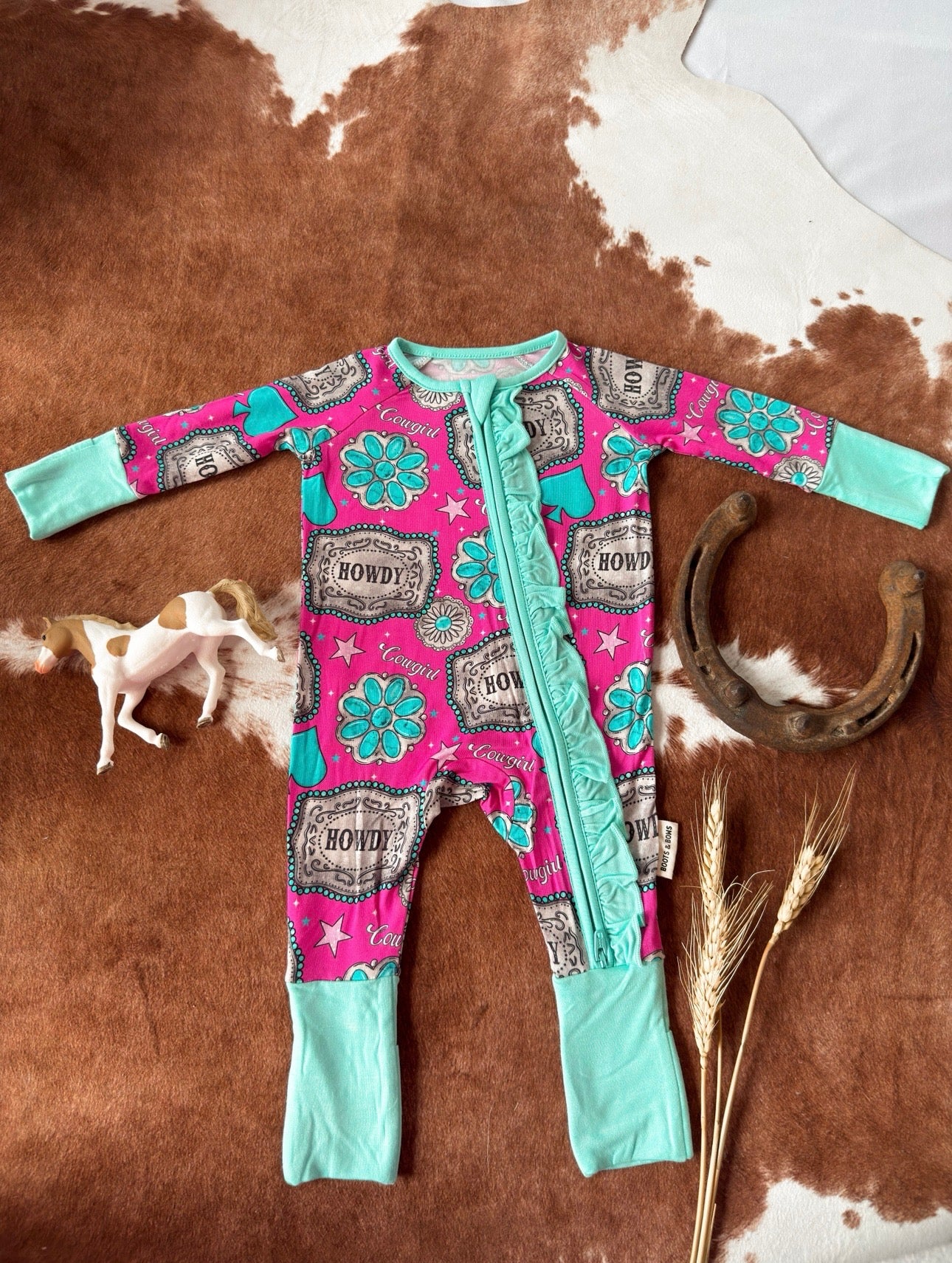 Howdy Buckles Girls Onesie