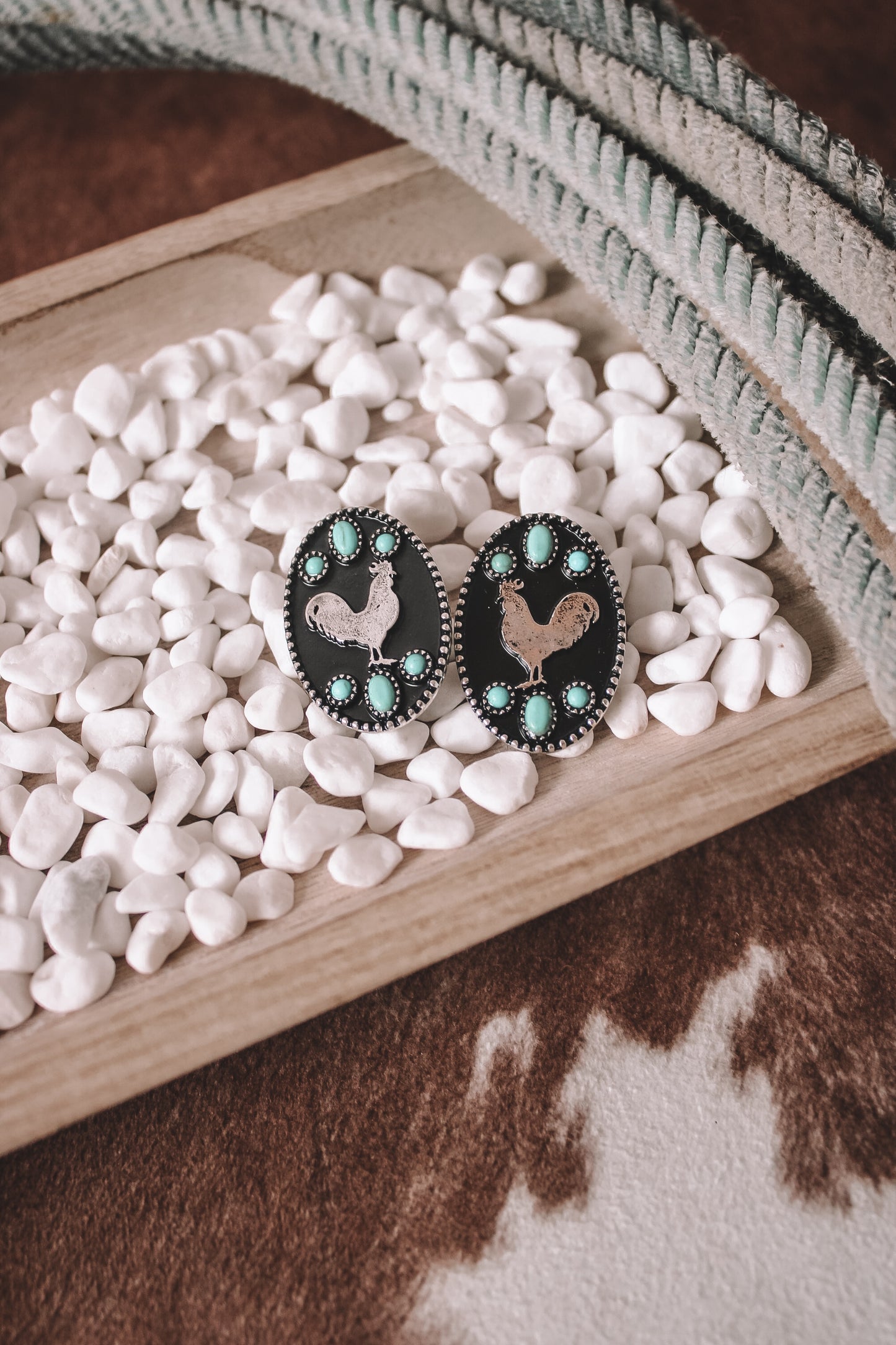 Faux Turquoise Chicken Earrings