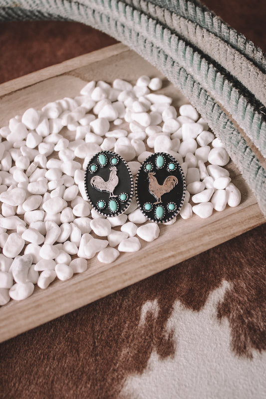 Faux Turquoise Chicken Earrings