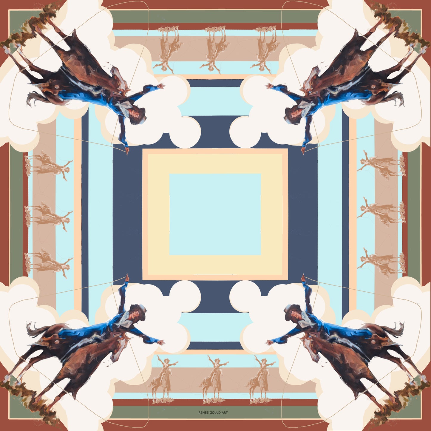 Neutral Flores La Due Silk Scarf