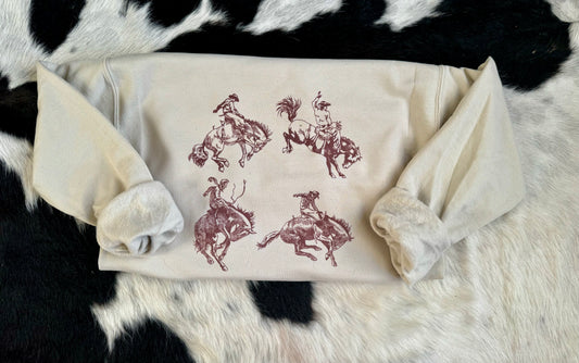 The Branded Roan - Khaki Bronc Horse Crewneck