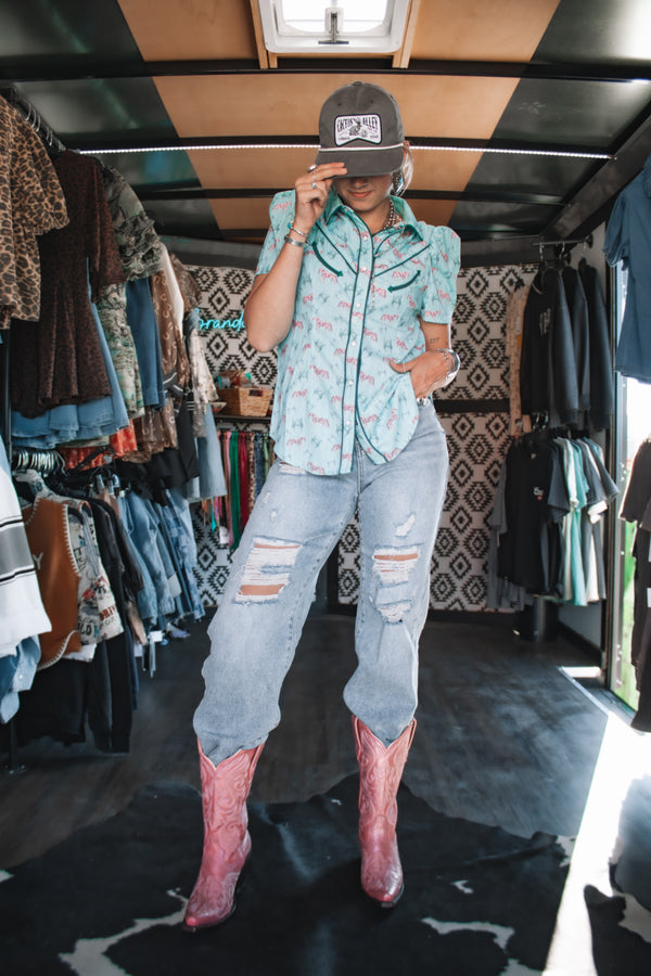 Mint Horse Short Sleeve Top