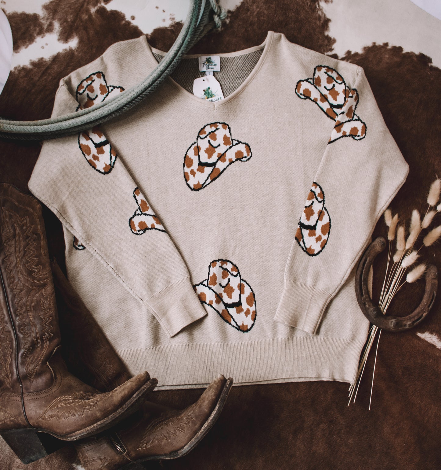 Tan Cowboy Hat Sweater