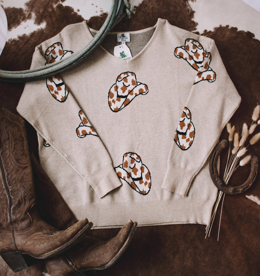 Tan Cowboy Hat Sweater