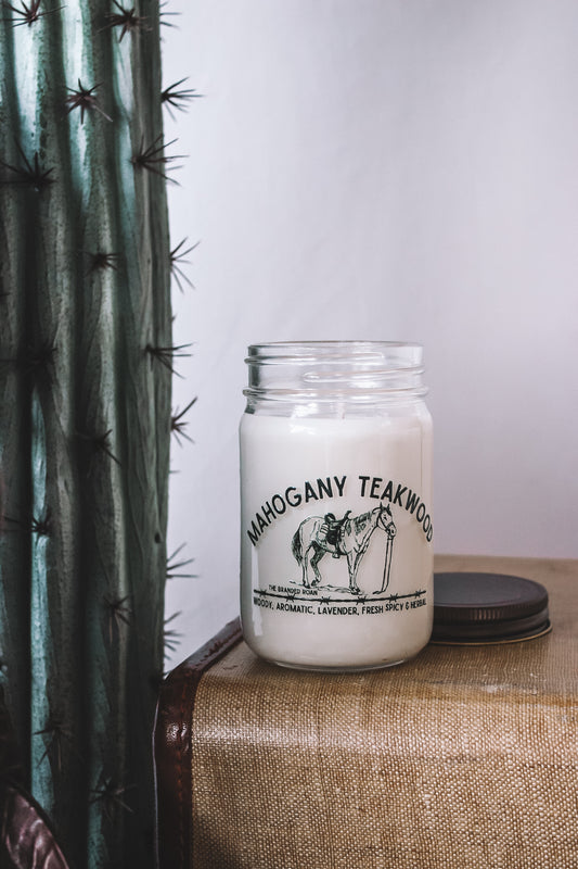12oz Mason Jar Soy Candle - Mahogany Teakwood