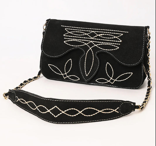 Black Boot Stitch Shoulder Bag