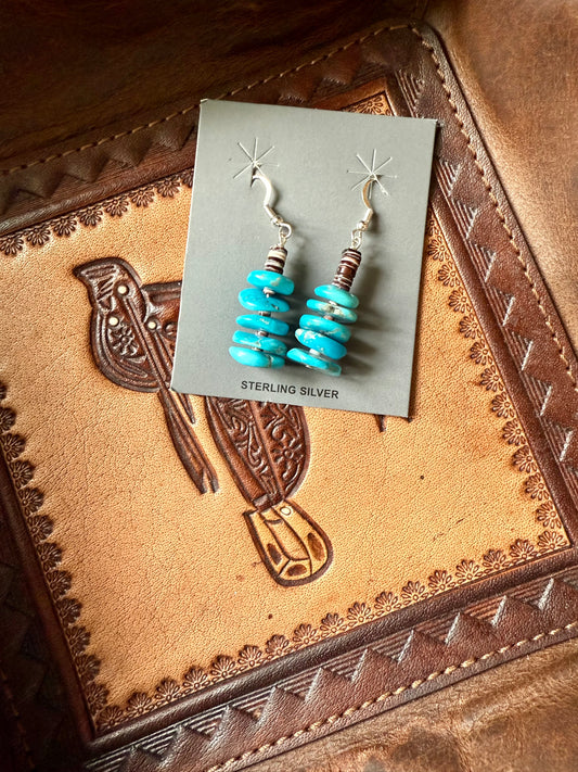 Authentic Turquoise Stacked Discs Earrings