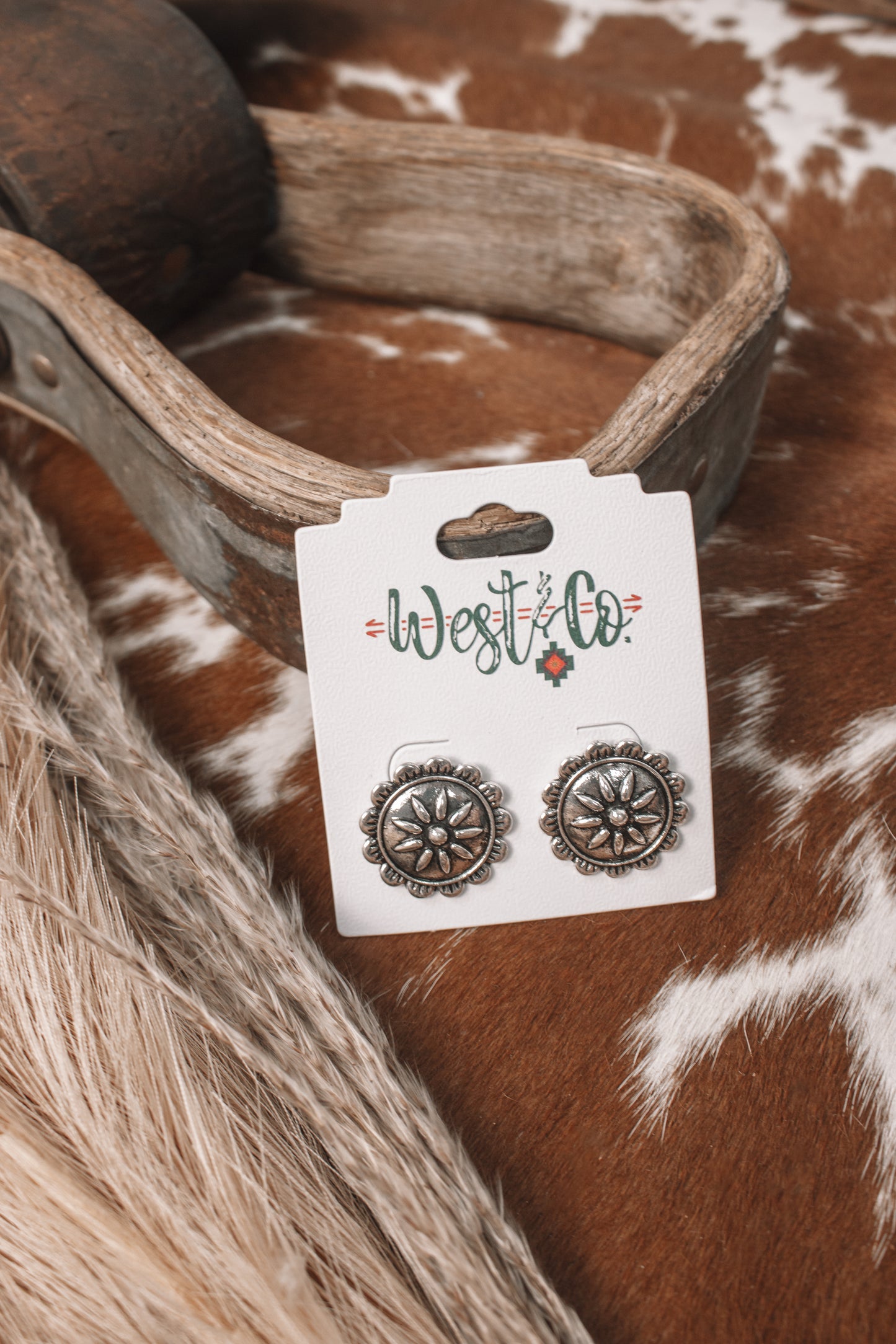 1” Burnished Silver Flower Post Earrings