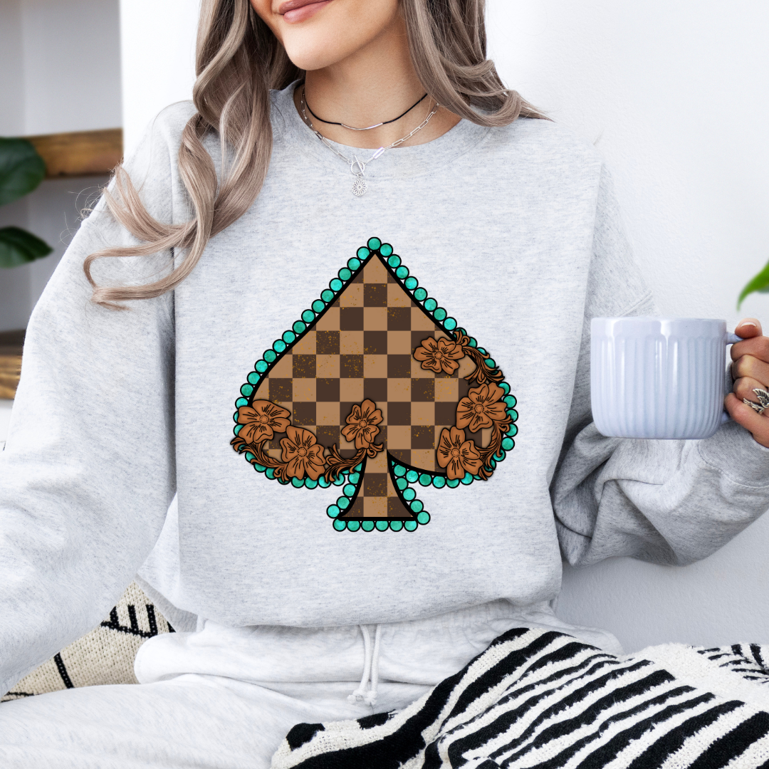 The Branded Roan - Checkered Spade Crewneck