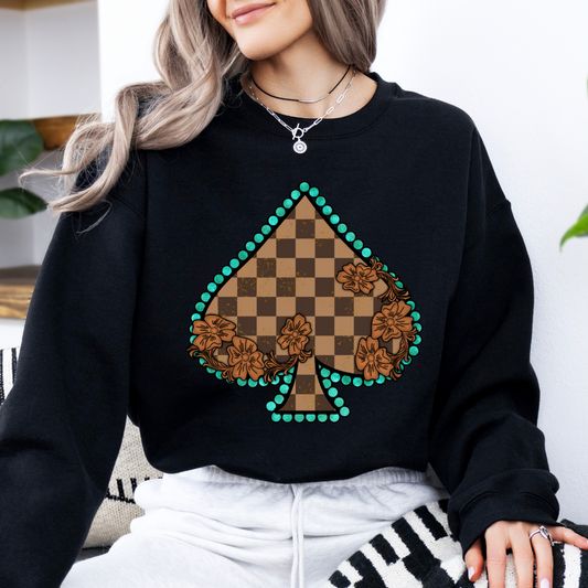 The Branded Roan - Checkered Spade Crewneck