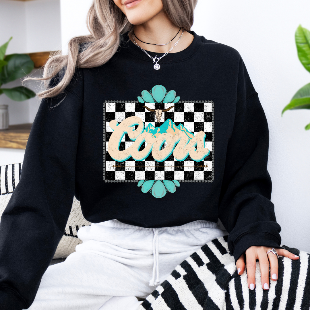 The Branded Roan - Coors Checkered Logo Crewneck