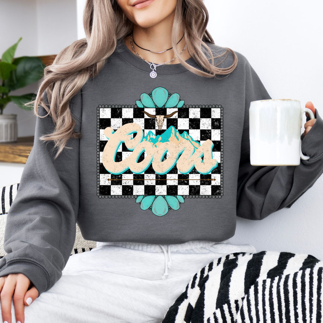 The Branded Roan - Coors Checkered Logo Crewneck
