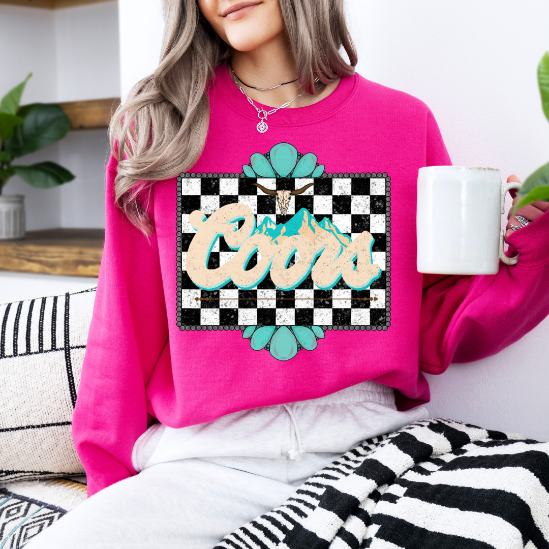 The Branded Roan - Coors Checkered Logo Crewneck
